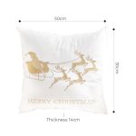 6-SOGA 45cm Throw Pillow White with Golden Christmas Sleigh Design Festive Holiday Square Cushion Decor