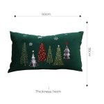 6-SOGA 2X 30cm Throw Pillow  Green Christmas Forest Embroidered Lumbar for Festive Holiday Cushion Home Decor