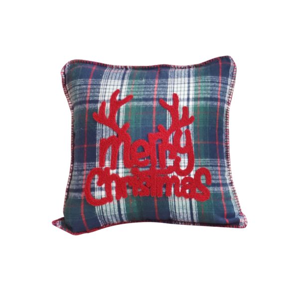 1-SOGA 45cm Throw Pillow Multicolor Christmas Plaid with Antler Design for Festive Holiday Square Cushion Home Decor