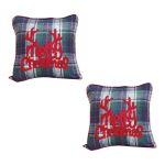 1-SOGA 2X 45cm Throw Pillow Multicolor Christmas Plaid with Antler Design for Festive Holiday Square Cushion Home Decor