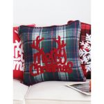 6-SOGA 2X 45cm Throw Pillow Multicolor Christmas Plaid with Antler Design for Festive Holiday Square Cushion Home Decor