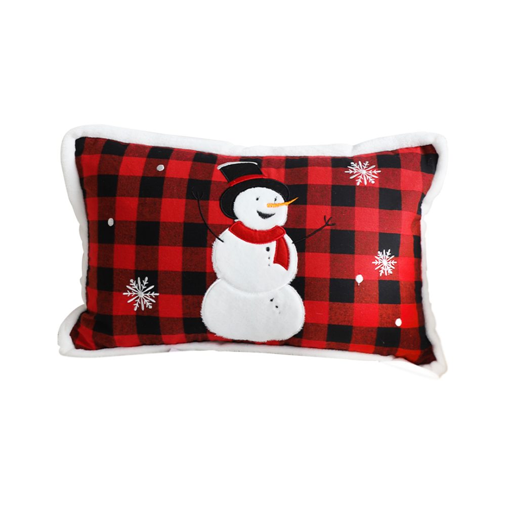 1-SOGA 30cm Throw Pillow Red Christmas Snowman Lumbar Cushion for Festive Holiday Winter Home Decor