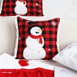 3-SOGA 45cm Throw Pillow Red Christmas Snowman Square Cushion for Festive Holiday Winter Home Decor