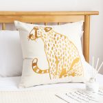 2-SOGA 45cm Throw Pillow White Light Luxury with Golden Leopard Design Decorative Square Cushion Home Decor