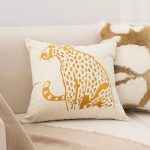 3-SOGA 45cm Throw Pillow White Light Luxury with Golden Leopard Design Decorative Square Cushion Home Decor