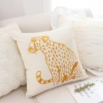 4-SOGA 45cm Throw Pillow White Light Luxury with Golden Leopard Design Decorative Square Cushion Home Decor