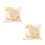 1-SOGA 45cm Throw Pillow White Light Luxury with Golden Leopard Design Decorative Square Cushion Home Decor