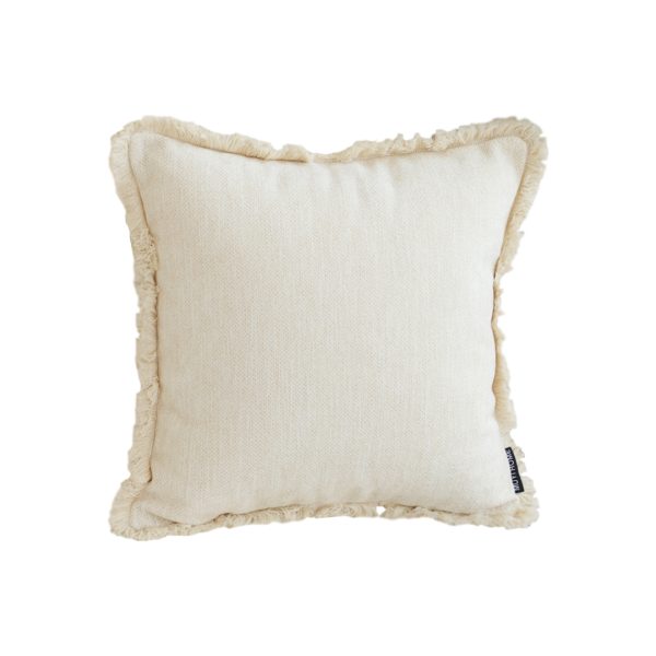 1-SOGA 45cm Throw Pillow White Chenille Textured with Tassels Stylish Square Cozy Home Decor