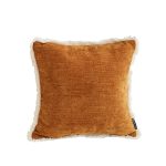 1-SOGA 45cm Throw Pillow Sunset Orange Chenille Textured with Tassels Stylish Square Cozy Home Decor