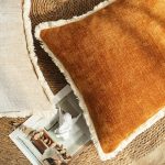 3-SOGA 45cm Throw Pillow Sunset Orange Chenille Textured with Tassels Stylish Square Cozy Home Decor