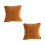 1-SOGA 2X 45cm Throw Pillow Sunset Orange Chenille Textured with Tassels Stylish Square Cozy Home Decor