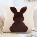 2-SOGA 45cm Throw Pillow Light Tan Square Cushion with Soft Coffee Bunny Design Decorative Home Decor