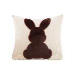 1-SOGA 45cm Throw Pillow Light Tan Square Cushion with Soft Coffee Bunny Design Decorative Home Decor