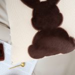 4-SOGA 2X 45cm Throw Pillow Light Tan Square Cushion with Soft Coffee Bunny Design Decorative Home Decor