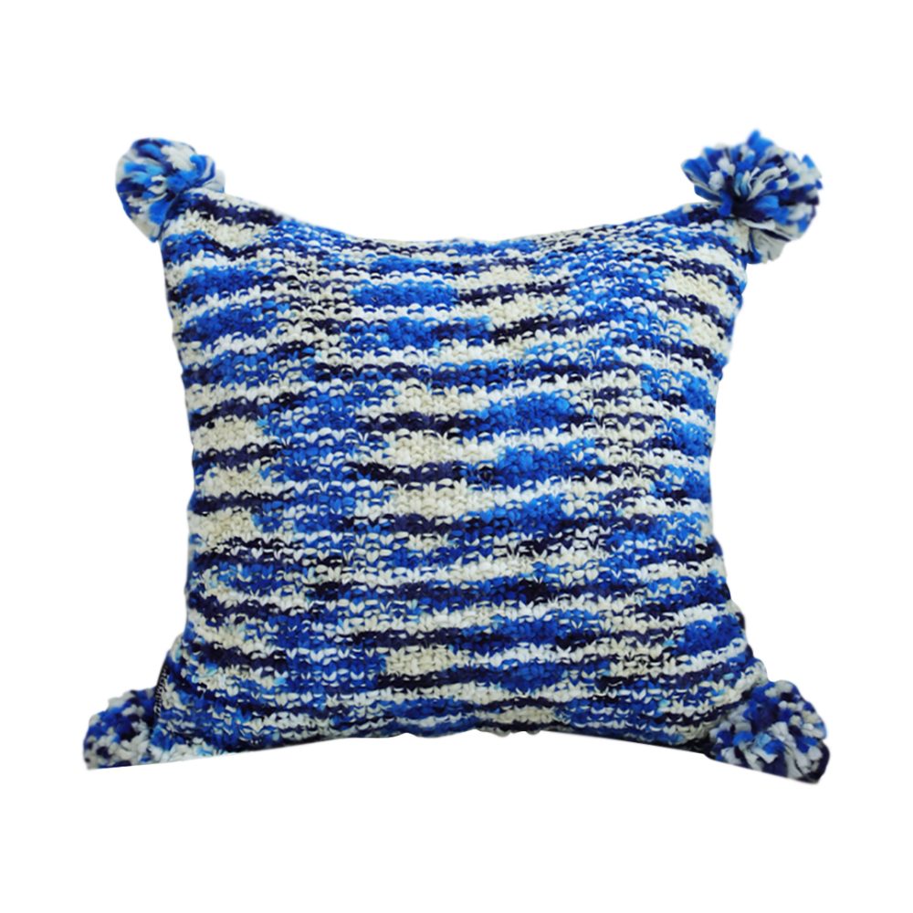 1-SOGA 45cm Throw Pillow Deep Sea Blue Gradient Dyed Decorative Soft Square for Couch or Bed