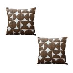 1-SOGA 2X 45cm Brown Leather Square Pillow Half Moon Patchwork Design Decorative Cushion for Living Room