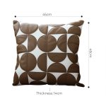 6-SOGA 2X 45cm Brown Leather Square Pillow Half Moon Patchwork Design Decorative Cushion for Living Room