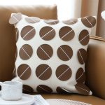 2-SOGA 45cm Brown Leather Square Pillow with 3D Circle Pattern Decorative Cushion for Living Room