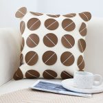 4-SOGA 45cm Brown Leather Square Pillow with 3D Circle Pattern Decorative Cushion for Living Room
