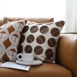 5-SOGA 45cm Brown Leather Square Pillow with 3D Circle Pattern Decorative Cushion for Living Room