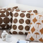 6-SOGA 45cm Brown Leather Square Pillow with 3D Circle Pattern Decorative Cushion for Living Room