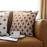 4-SOGA 2X 45cm Brown Checkered Chain Jacquard Square Pillow Decorative Cushion for Living Room
