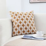 5-SOGA 2X 45cm Brown Checkered Chain Jacquard Square Pillow Decorative Cushion for Living Room