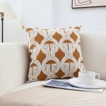 3-SOGA 45cm Brown Circular Chain Jacquard Square Pillow Decorative Cushion for Living Room