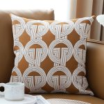 2-SOGA 2X 45cm Brown Circular Chain Jacquard Square Pillow Decorative Cushion for Living Room