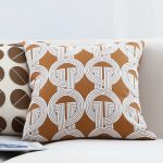 4-SOGA 2X 45cm Brown Circular Chain Jacquard Square Pillow Decorative Cushion for Living Room