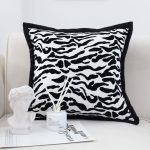 2-SOGA 2X 45cm Black and White Luxury Cushion Light Mottled Texture Decorative Square Pillow Living Room