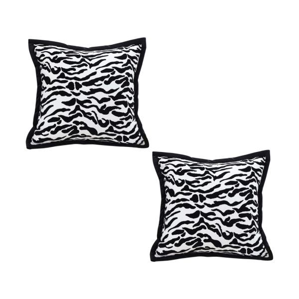1-SOGA 2X 45cm Black and White Luxury Cushion Light Mottled Texture Decorative Square Pillow Living Room