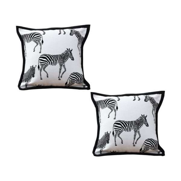 1-SOGA 2X 45cm Black and White Light  Luxury Zebra Cushion Decorative Square Pillow Living Room