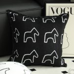 5-SOGA 45cm Throw Pillow Black Teddy Fleece Square Pony Design Decorative Cushion for Living Room