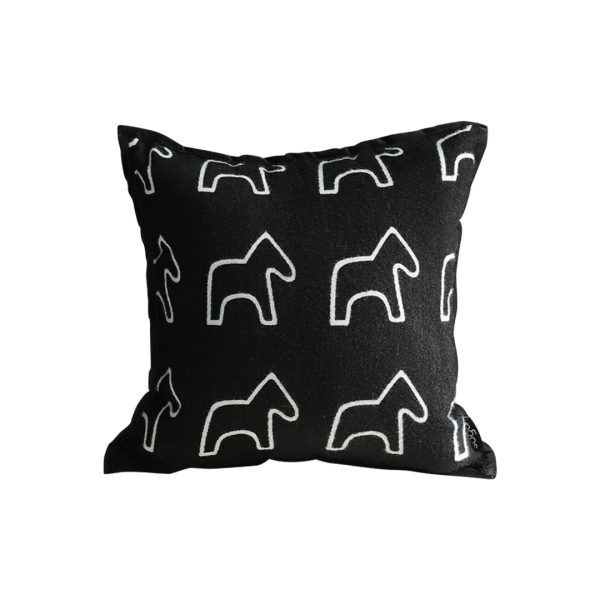 1-SOGA 45cm Throw Pillow Black Teddy Fleece Square Pony Design Decorative Cushion for Living Room