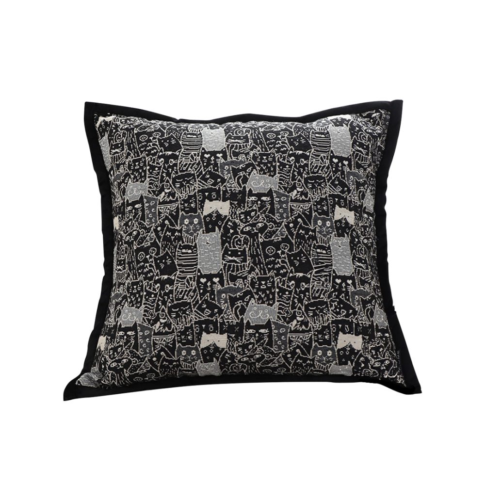 1-SOGA 45cm Throw Pillow Black Cat Paradise Wide Border Decorative Cushion for Living Room