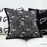 5-SOGA 45cm Throw Pillow Black Cat Paradise Wide Border Decorative Cushion for Living Room