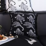 3-SOGA 45cm Throw Pillow Black Leopard Light Luxury Decorative Cushion for Living Room