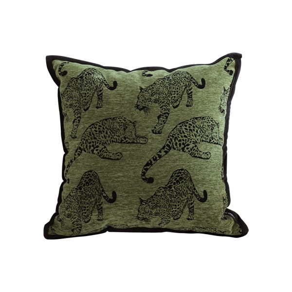 1-SOGA 40cm Throw Pillow Green Leopard Square Retro Decorative Cushion for Living Room