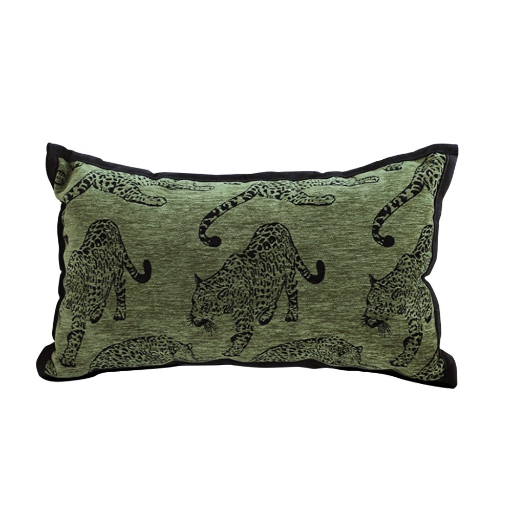 1-SOGA 30cm Throw Pillow Green Leopard Lumbar Decorative Cushion for Living Room