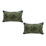 1-SOGA 2X 30cm Throw Pillow Green Leopard Lumbar Decorative Cushion for Living Room Home Decor