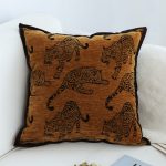 2-SOGA 45cm Throw Pillow Dark Brown Leopard Square Retro Decorative Cushion for Living Room