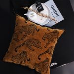 7-SOGA 45cm Throw Pillow Dark Brown Leopard Square Retro Decorative Cushion for Living Room