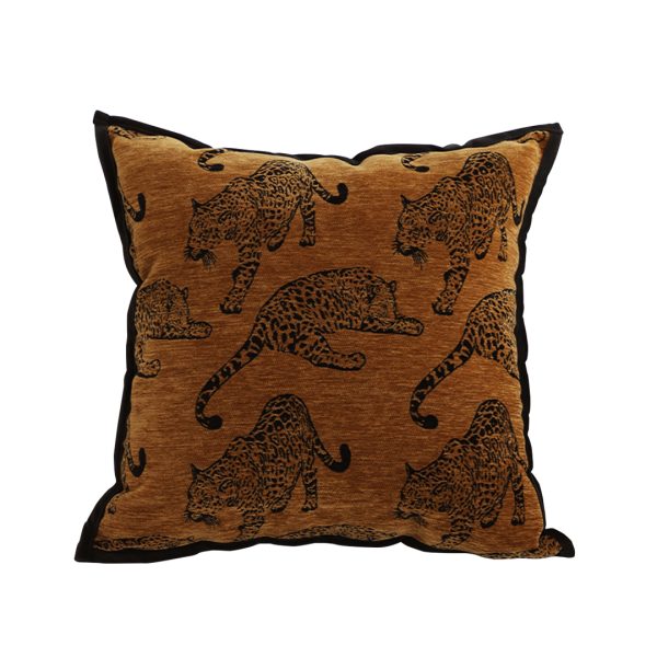 1-SOGA 45cm Throw Pillow Dark Brown Leopard Square Retro Decorative Cushion for Living Room
