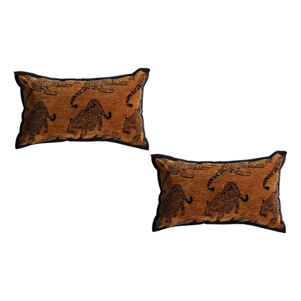 1-SOGA 2X 30cm Throw Pillow Dark Brown Leopard Lumbar Decorative Cushion for Living Room