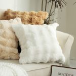 3-SOGA 50cm Throw Pillow White Rabbit Fur Cushion Luxurious Soft Decorative Square Pillow for Living Room