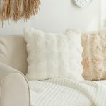4-SOGA 50cm Throw Pillow White Rabbit Fur Cushion Luxurious Soft Decorative Square Pillow for Living Room