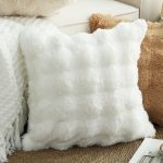 7-SOGA 50cm Throw Pillow White Rabbit Fur Cushion Luxurious Soft Decorative Square Pillow for Living Room