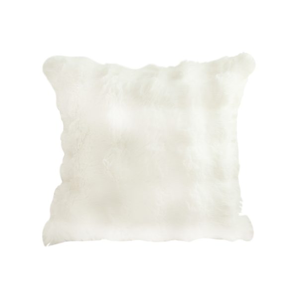 1-SOGA 50cm Throw Pillow White Rabbit Fur Cushion Luxurious Soft Decorative Square Pillow for Living Room