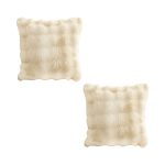 1-SOGA 2X 50cm Throw Pillow Light  Camel Color with Rabbit  Square Cushion for Living Room